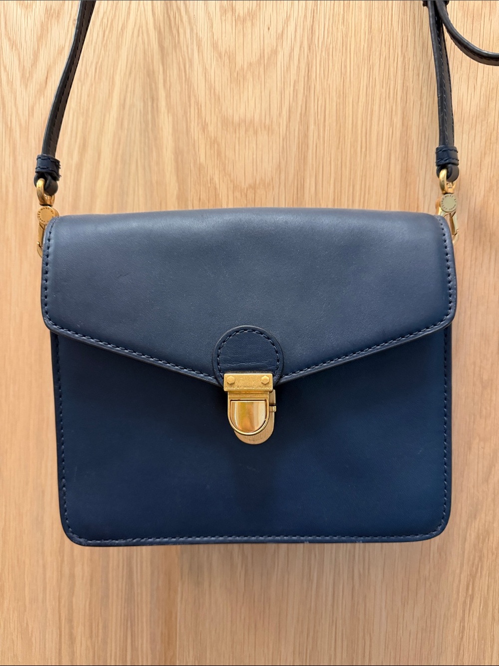 Marc by Marc Jacobs Navy and Brass Notebook Shoulder Bag